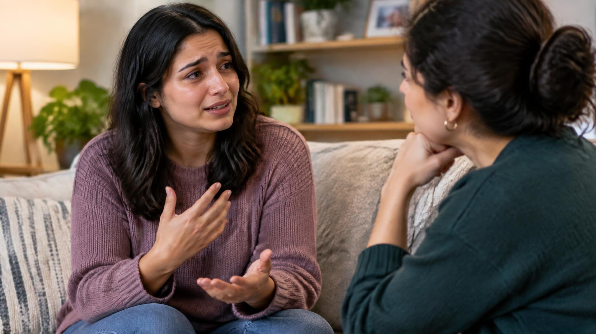 person expressing emotions in conversation