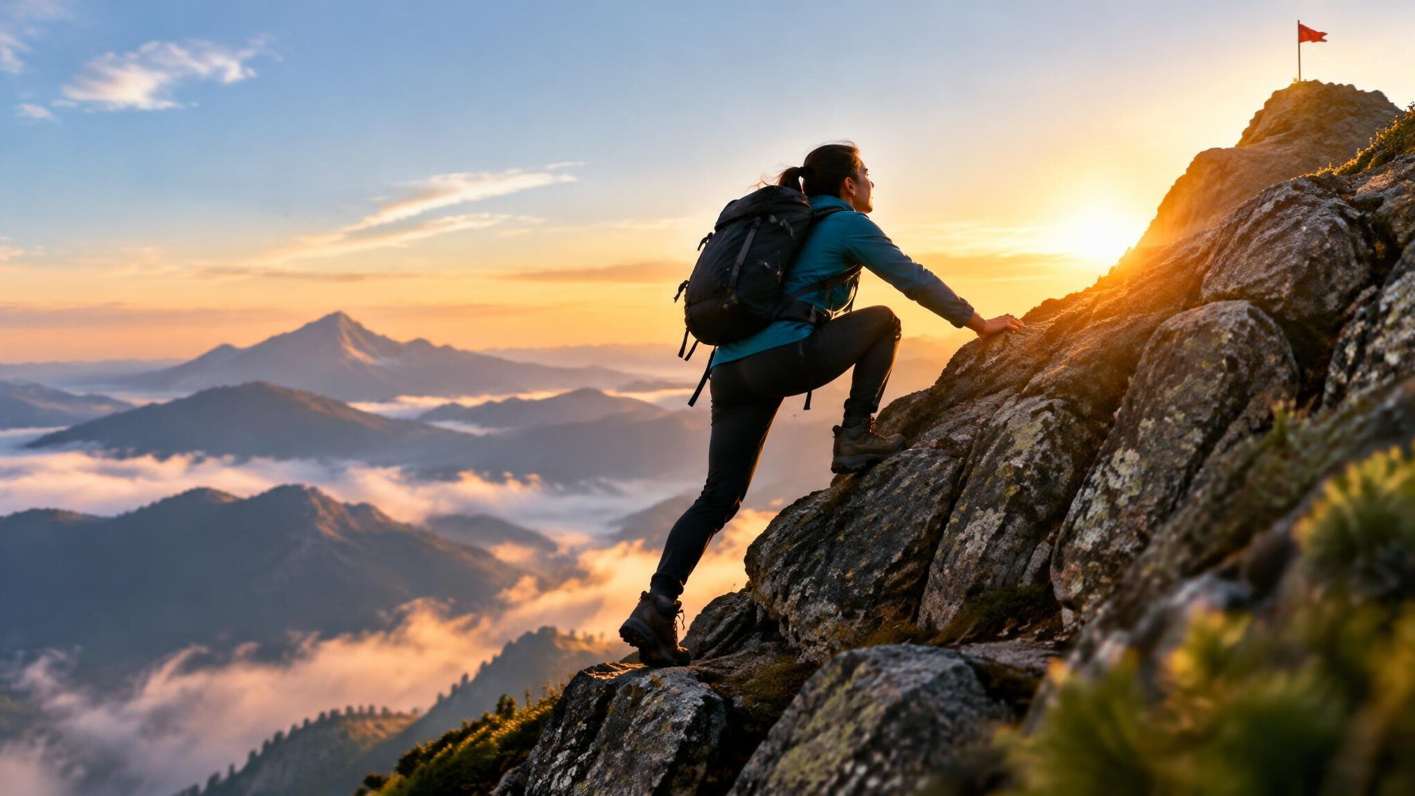 person climbing mountain