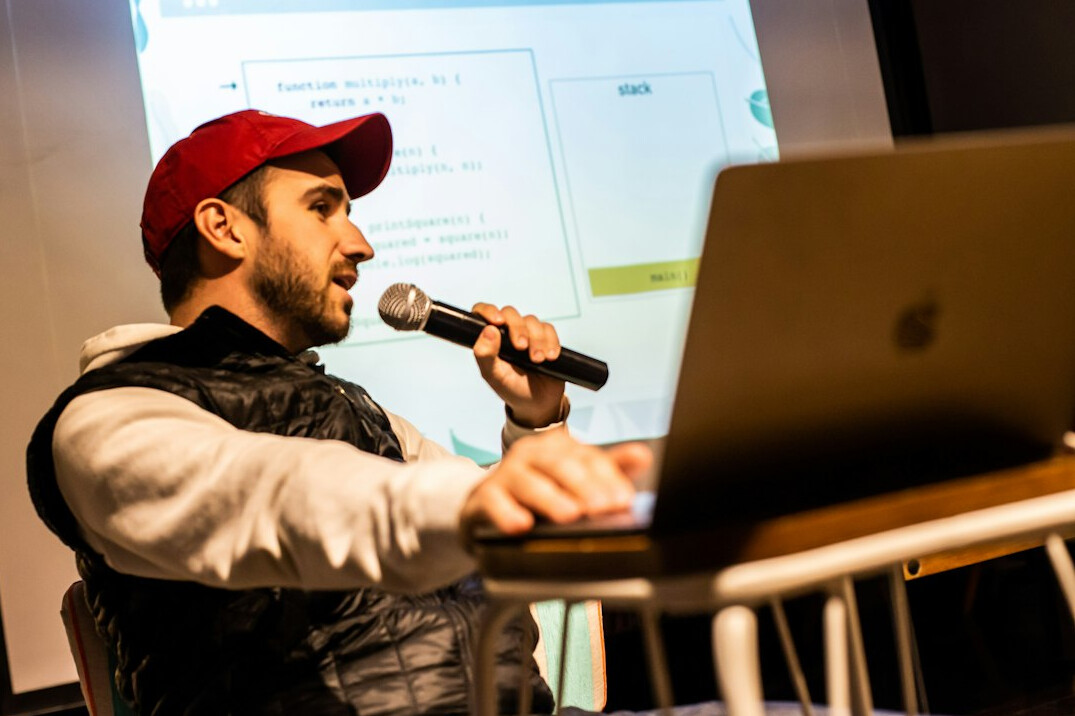 person practicing speech